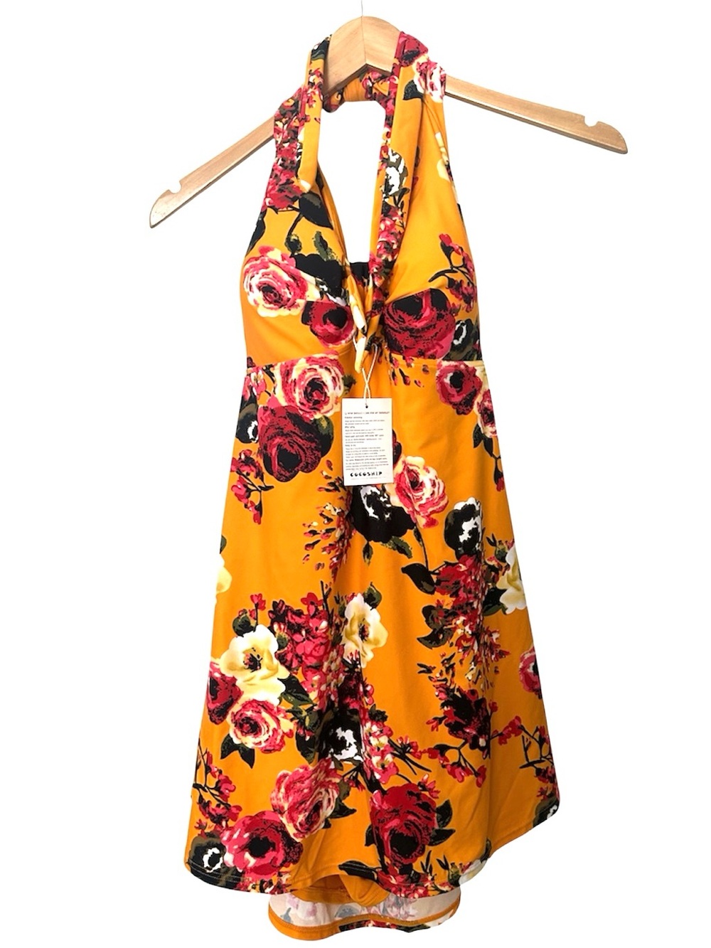 COCOSHIP Vintage Tummy Control Floral Print Swimwear Halter Dress NWT Size 18